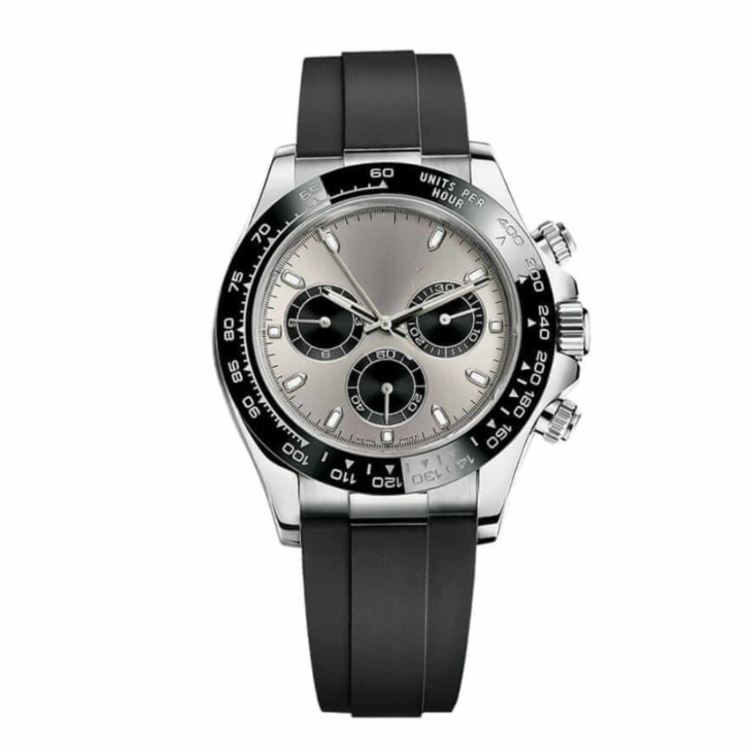Chronograph 40 – Black Dial | Steel Case & Black Rubber Strap